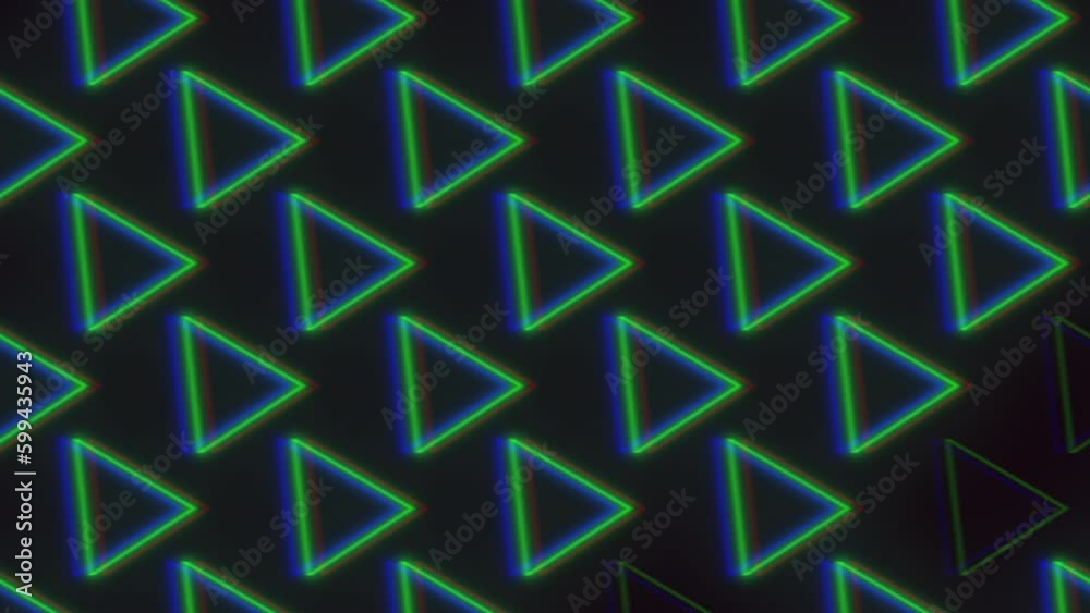 Seamless neon triangles pattern with glitch effect on black gradient, motion abstract futuristic, cyber, club and music style background Seamless neon triangles pattern with glitch effect on black gradient, motion abstract futuristic, cyber, club and music style background