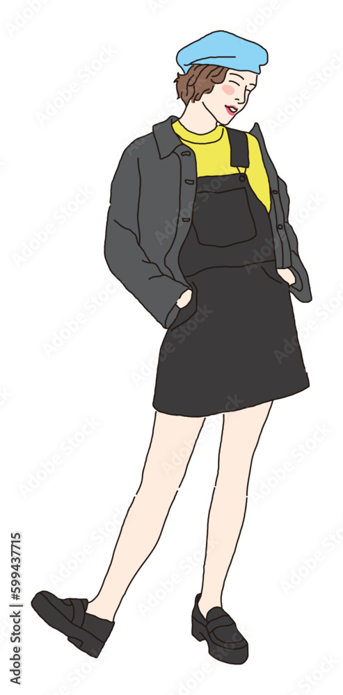 A simple style illustration of a cute, young female person drawn by hand. A simple style illustration of a cute, young female person drawn by hand.