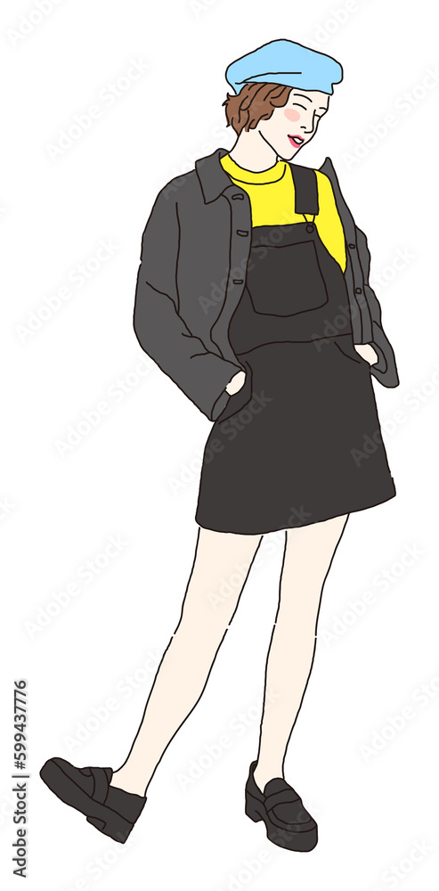 A simple style illustration of a cute, young female person drawn by hand. A simple style illustration of a cute, young female person drawn by hand.
