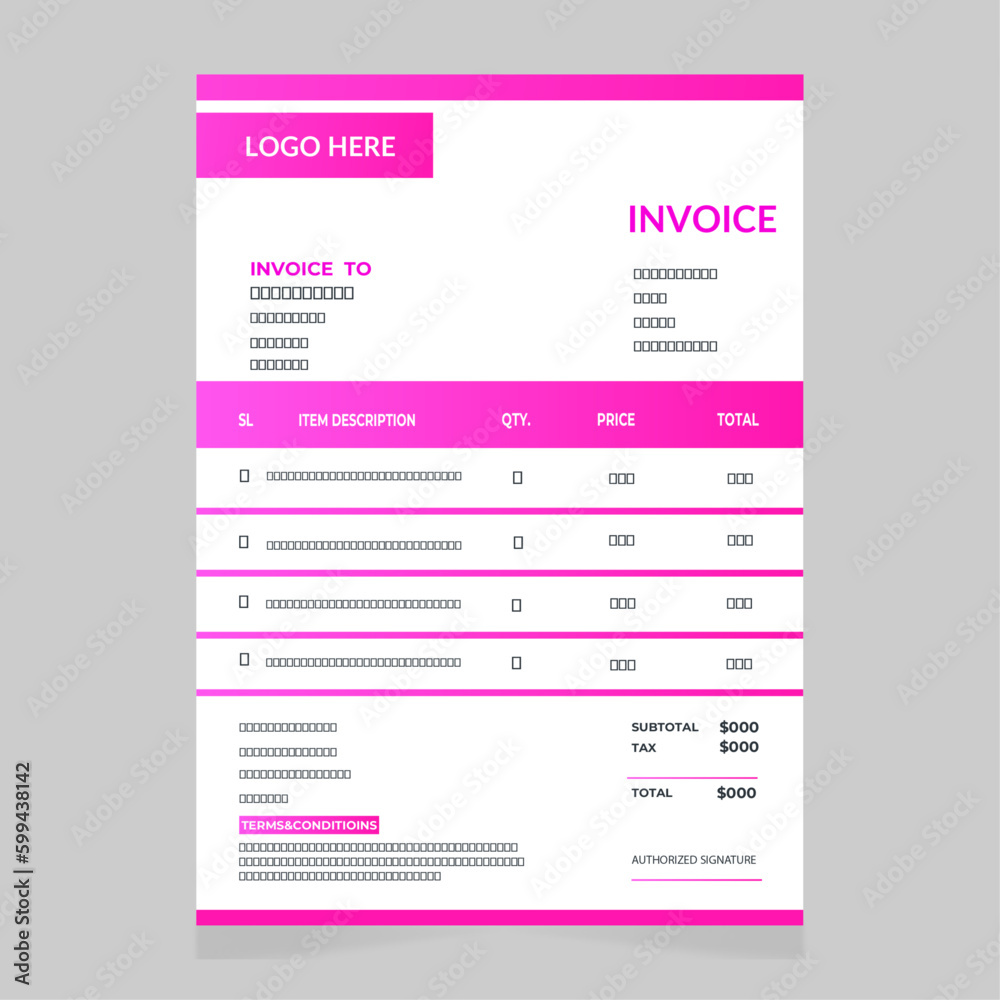 Modern invoice design template.