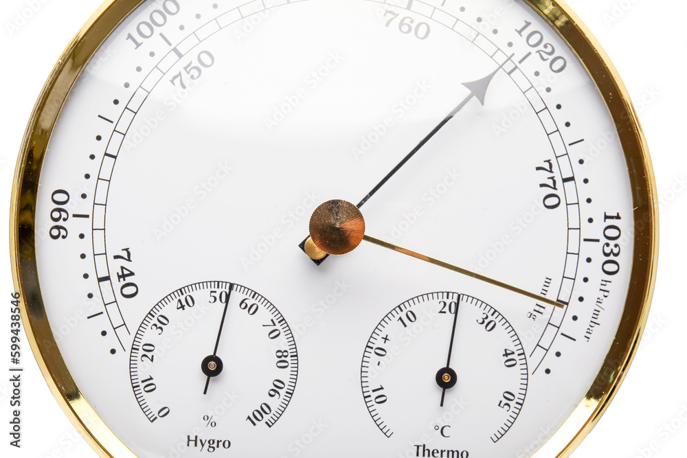 Aneroid barometer isolated on white background Aneroid barometer isolated on white background