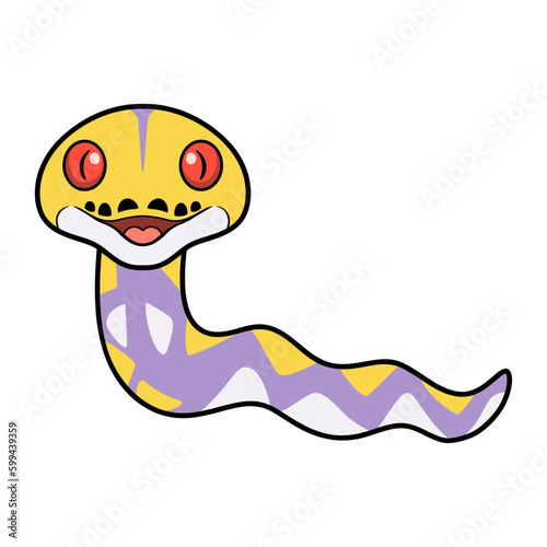 Cute lavender reticulated python cartoon © frescostudio