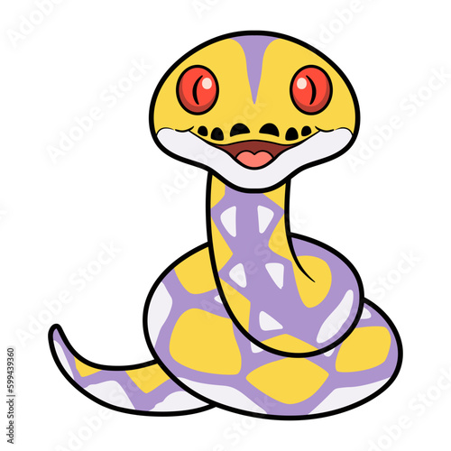 Cute lavender reticulated python cartoon