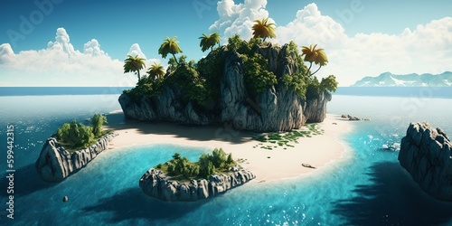 tropical paradise island, generative ai