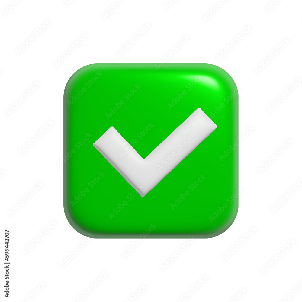 green tick icon illustration design in 3d style green tick icon illustration design in 3d style