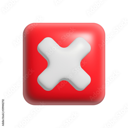 red x icon illustration design in 3d style