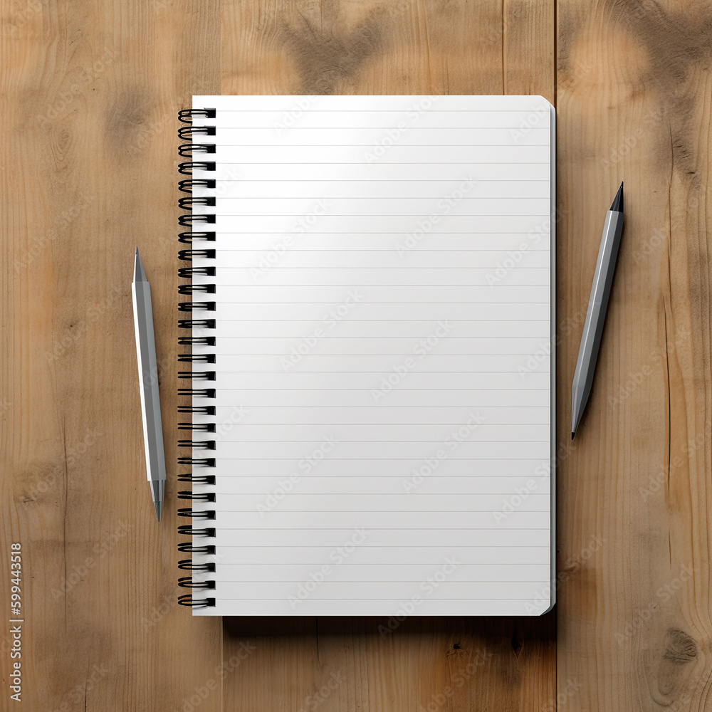 A mockup of a blank paper notebook A mockup of a blank paper notebook