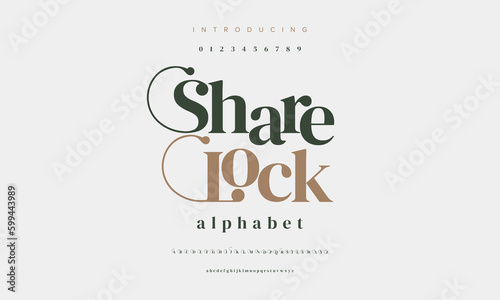 Elegant sharelock alphabet letters font and number. Classic Lettering Minimal Fashion Designs. Typography modern serif fonts decorative vintage design concept. vector illustration