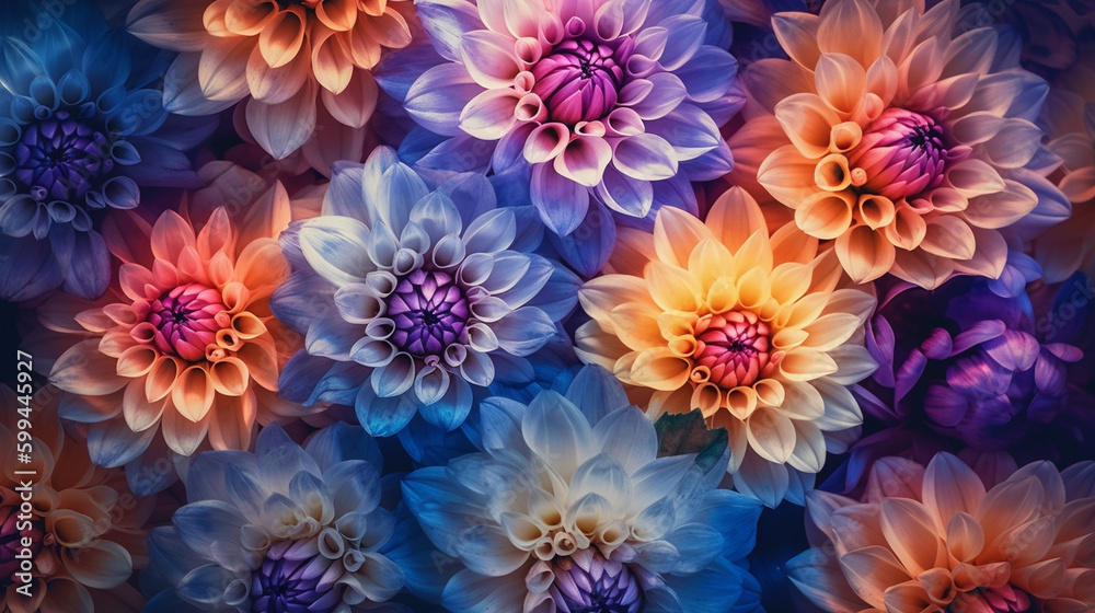 Vivid Hydrangeas with Intricate Flower Petals and Glowing Luminescent Backlight on Pastel Background - Generative AI Vivid Hydrangeas with Intricate Flower Petals and Glowing Luminescent Backlight on Pastel Background - Generative AI