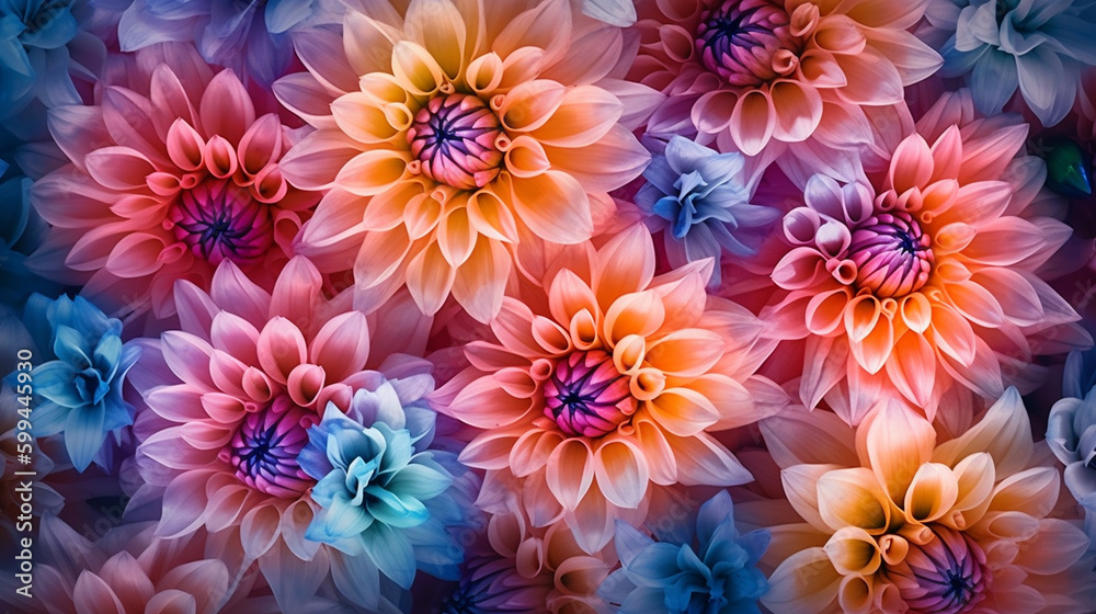 Obraz premium Vivid Hydrangeas with Intricate Flower Petals and Glowing Luminescent Backlight on Pastel Background - Generative AI