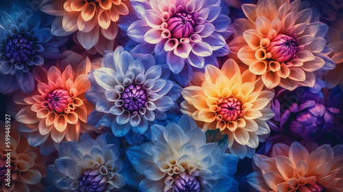 Vivid Hydrangeas with Intricate Flower Petals and Glowing Luminescent Backlight on Pastel Background - Generative AI © AnArtificialWonder
