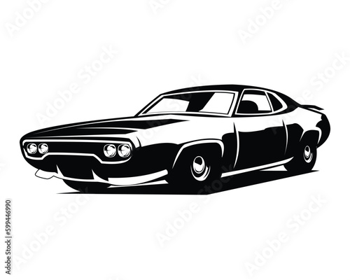 plymouth gtx 1971 silhouette. isolated white background view from side. Best for logo  badge  emblem  icon  design sticker  classic car industry. available in eps 10.
