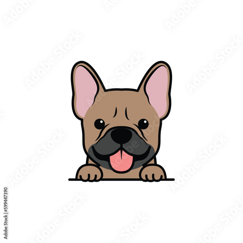 Cute fawn french bulldog puppy cartoon, vector illustration