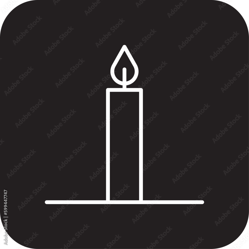Candle Science icon with black filled line style. light, object, fire, wax, decoration, relaxation, therapy. Vector illustration