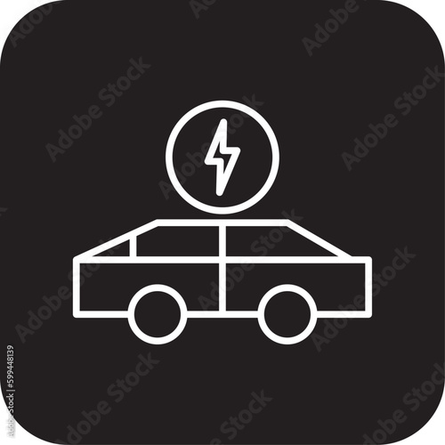 Electric Car Ecology icon with black filled line style. energy, power, electricity, transport, vehicle, eco, automobile. Vector illustration