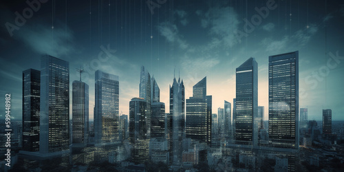 Business Stadt New York Börsen Crash mit Gewitterwolken, ai generativ