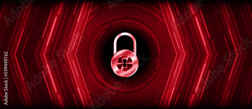 Closed Padlock on digital background  cyber security 