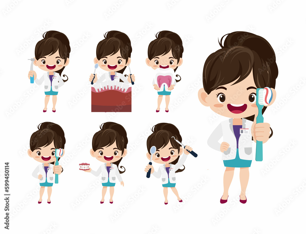 Dentist character and dental care concept Dentist character and dental care concept