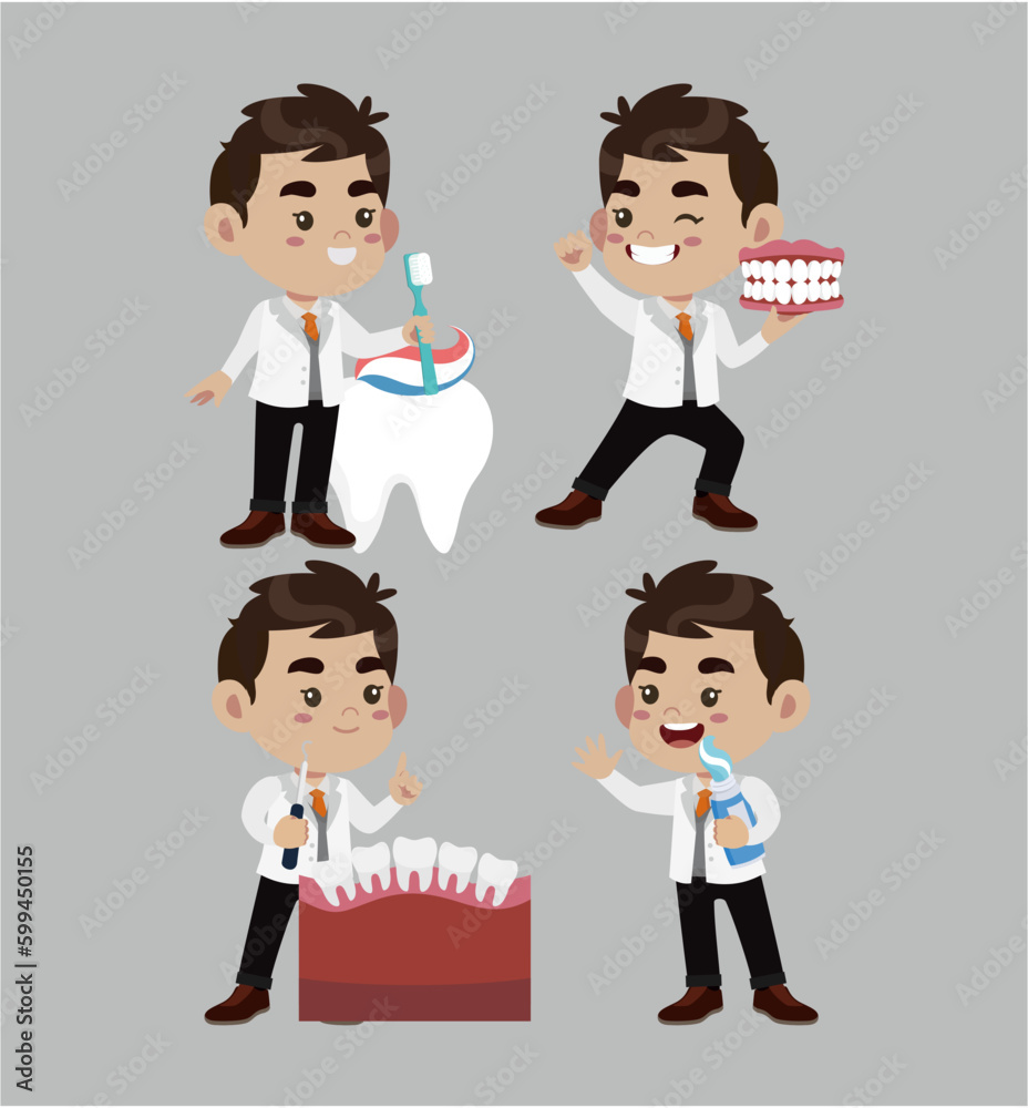 Dentist character and dental care concept Dentist character and dental care concept