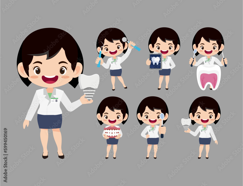 Dentist character and dental care concept Dentist character and dental care concept