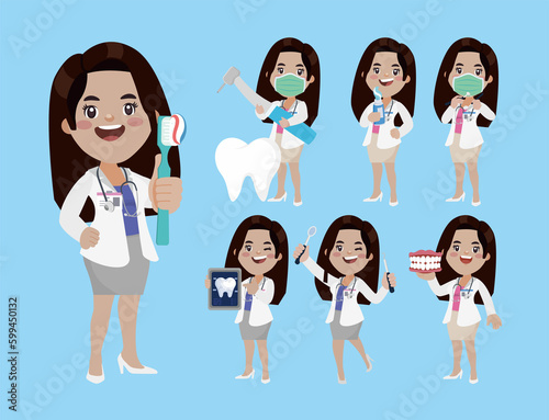 Dentist character and dental care concept