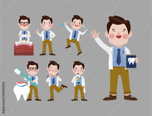 Dentist character and dental care concept
