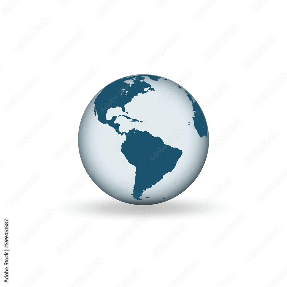 Earth globe icons. earth hemispheres with continents. vector world map set.