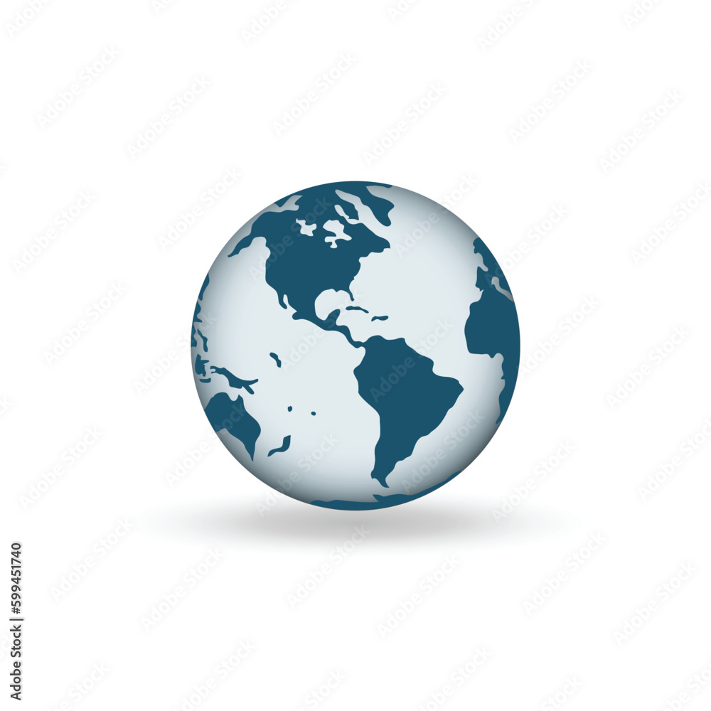 Earth globe icons. earth hemispheres with continents. vector world map set.