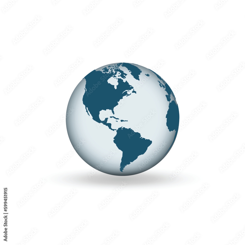 Earth globe icons. earth hemispheres with continents. vector world map set.