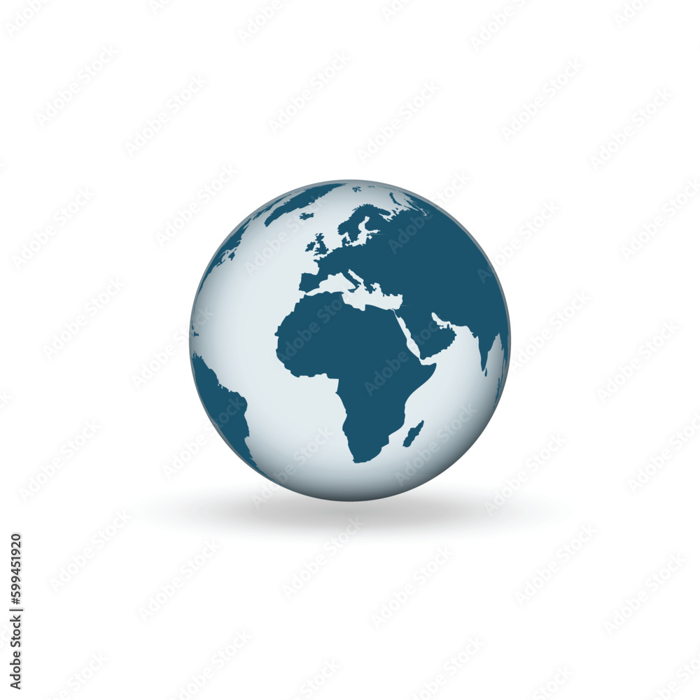 Earth globe icons. earth hemispheres with continents. vector world map set.