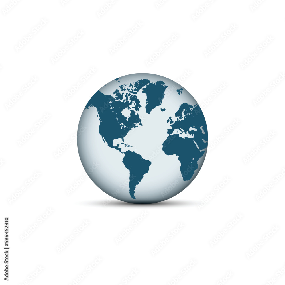 Earth globe icons. earth hemispheres with continents. vector world map set.