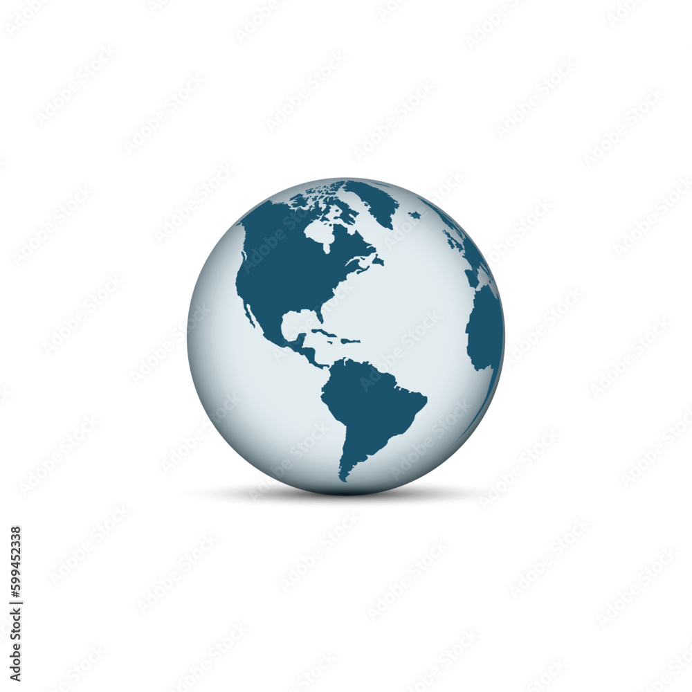 Earth globe icons. earth hemispheres with continents. vector world map set.