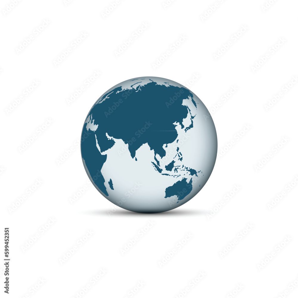 Earth globe icons. earth hemispheres with continents. vector world map set.