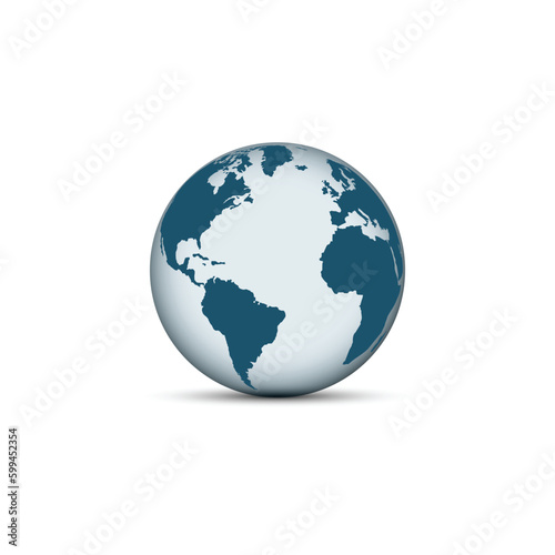Earth globe icons. earth hemispheres with continents. vector world map set.