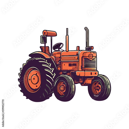 Harvesting wheat with tractor