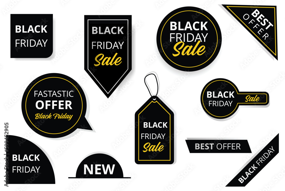 Black Friday sale banner design set over a white background, vector illustration, Designs Vector, Clearance.