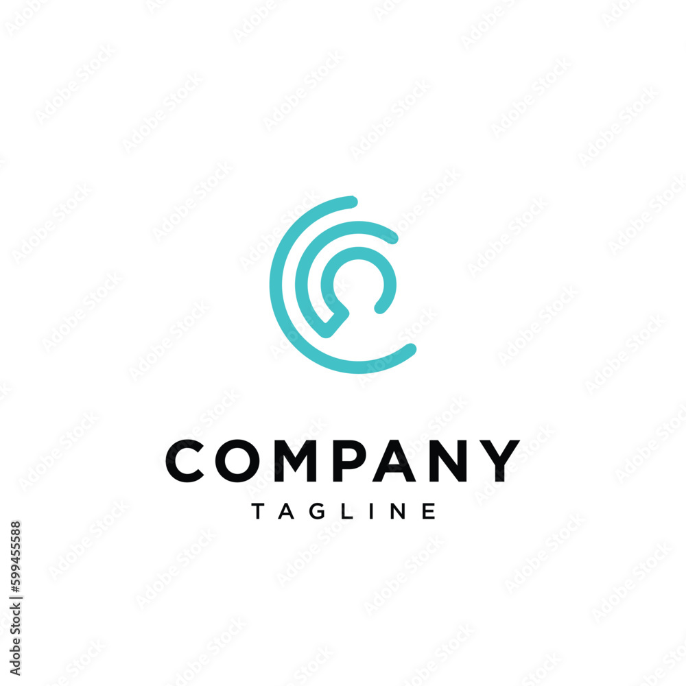 
Letter C people techno logo icon vector template