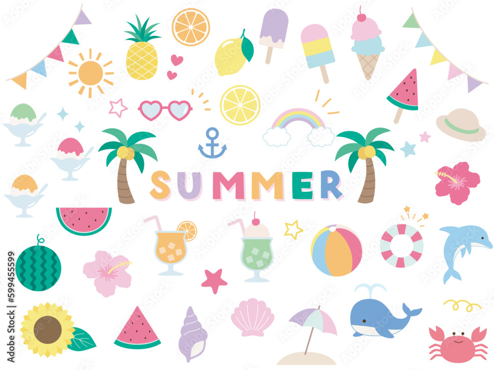 夏のアイコンイラストセット 夏のアイコンイラストセット