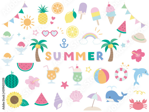 夏のアイコンイラストセット