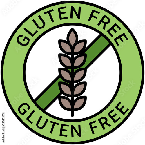 Gluten Free Icon. Healthy Ingredient Symbol. Line Filled Icon Vector Stock