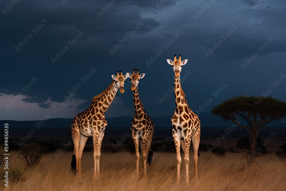 Fototapeta premium Giraffe in its Natural Habitat. Generative AI
