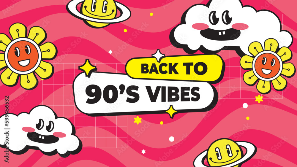 Obraz premium Vector flat design 90s music festival colorful colourful twitch background