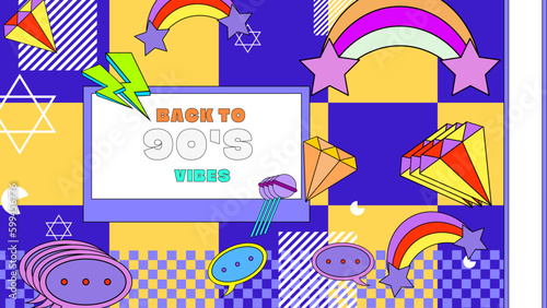 Vector memphis background abstract background for ecommerce promotion vector illustration 90 colorful colourful