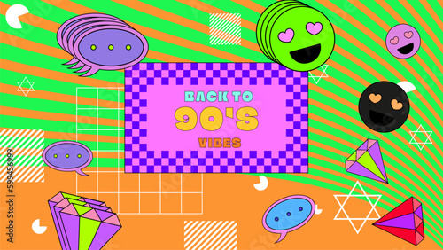 Vector linear vintage 90 colorful colourful vaporwave background