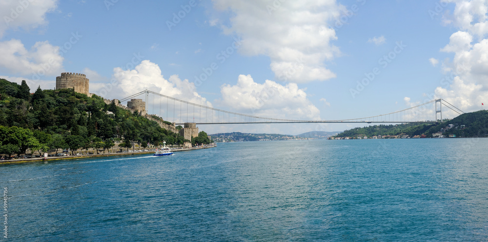 The second bridge on the Bosphorus, Fatih Sultan Mehmet Bridge and Rumeli Fortress