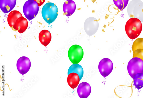 Illustration set party balloons, confetti with space for text. eps.10