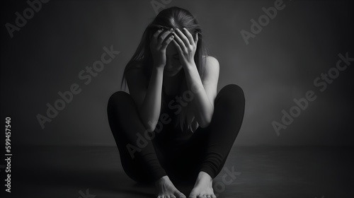person sitting on floor sad