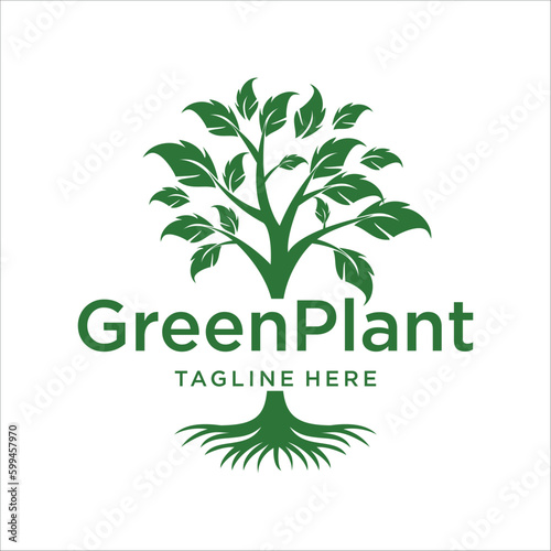 Tree icon logo design with vector.