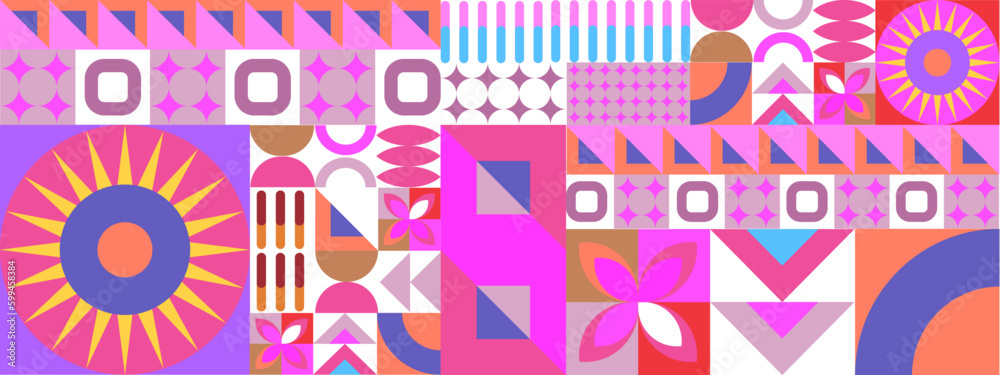 Fototapeta premium Vector flat colorful colourful geometric shapes background