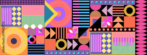 Colorful colourful vector retro geometric shapes mosaic background